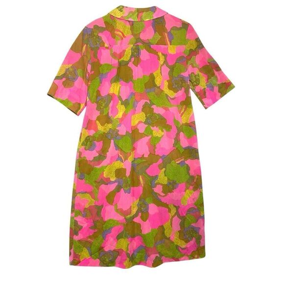 vtg Dezigner Mod Floral Duster Day House Dress Robe Snaps Rockabilly Sz M Tricot - Picture 2 of 7